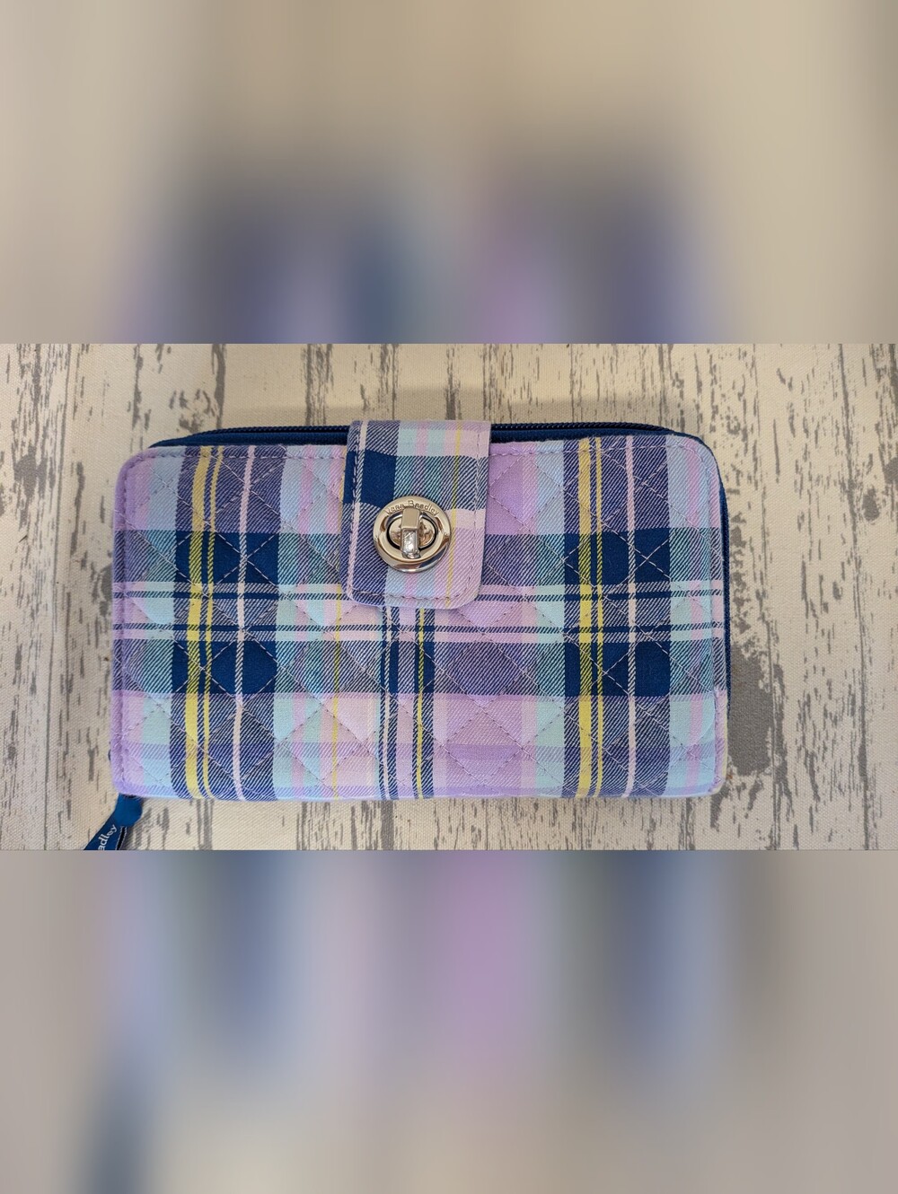 Vera Bradley Multi Strap Handbag, Zip Wallet and ID Pouch Set In Purple Plaid - Picture 7 of 10